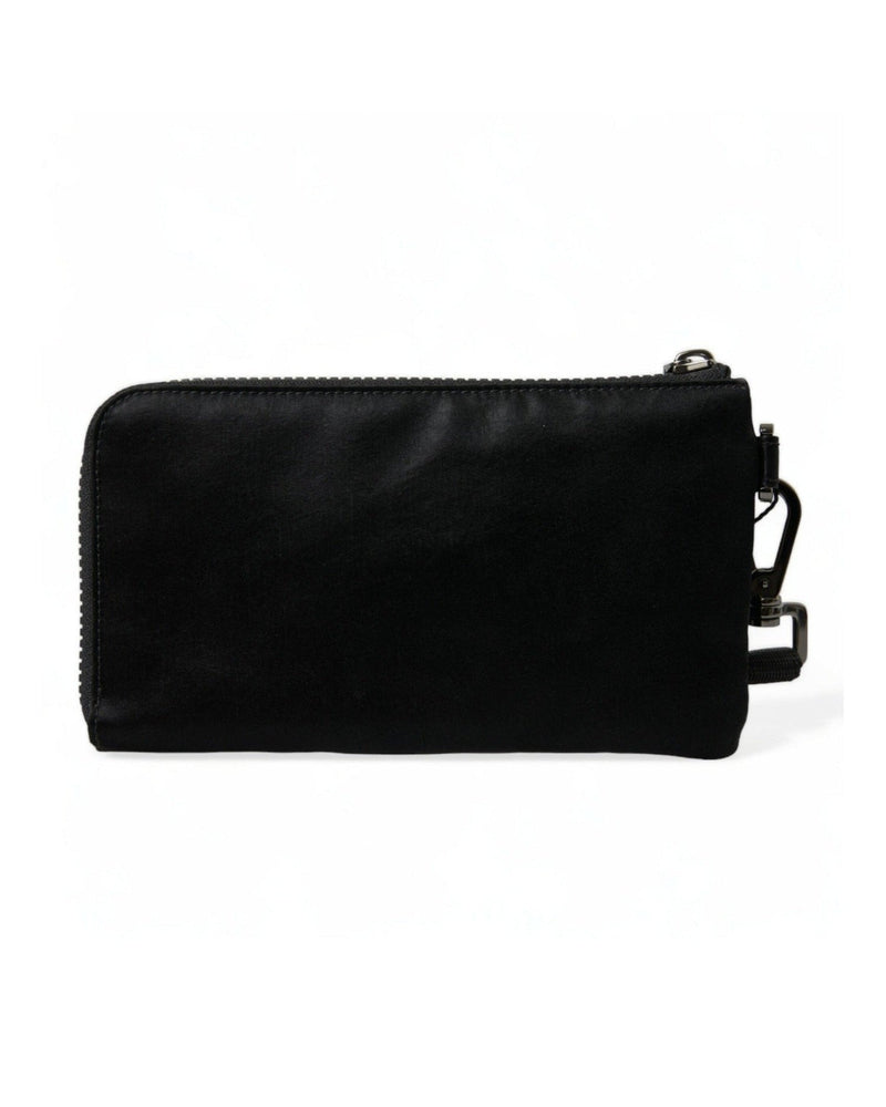 Dolce & Gabbana Elegant Nylon Leather Pouch With Black Silver Details Glam Steals