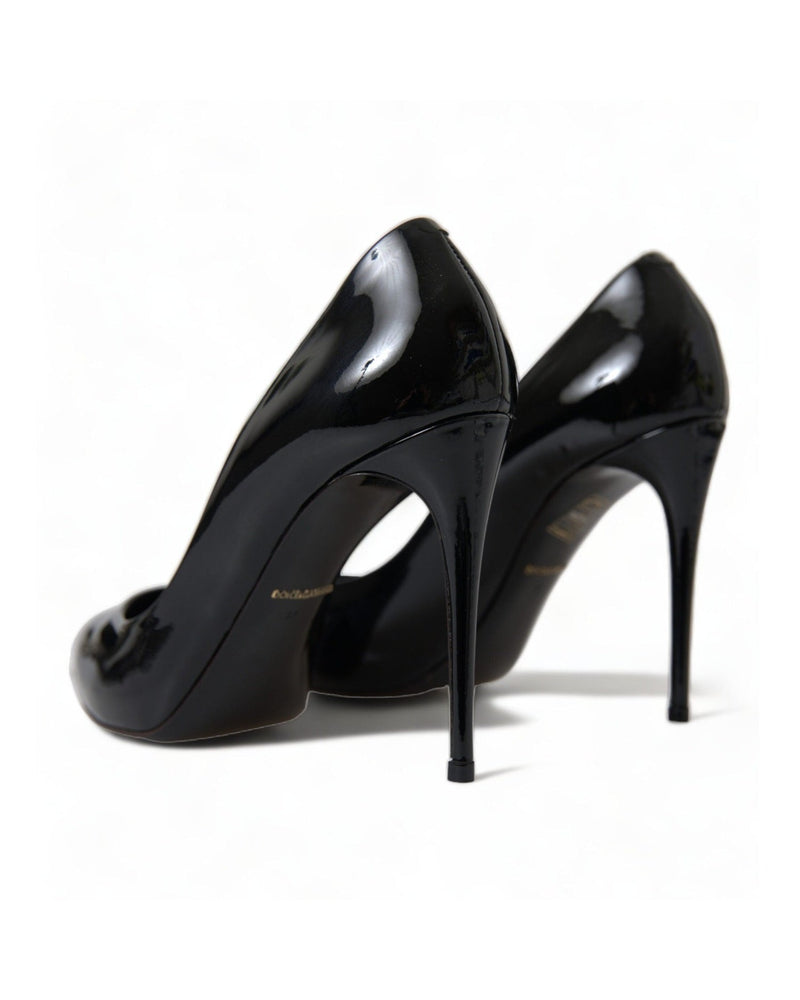 Dolce & Gabbana Elegant Patent Stiletto Black Heels Glam Steals