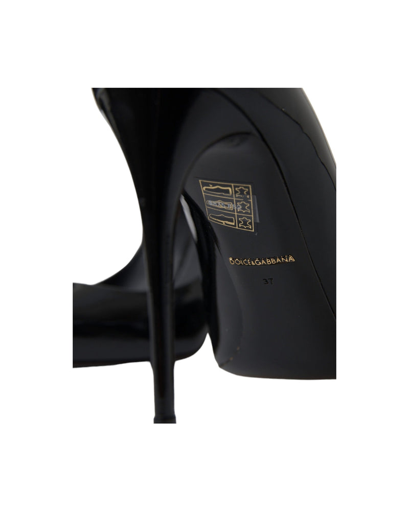 Dolce & Gabbana Elegant Patent Stiletto Black Heels Glam Steals