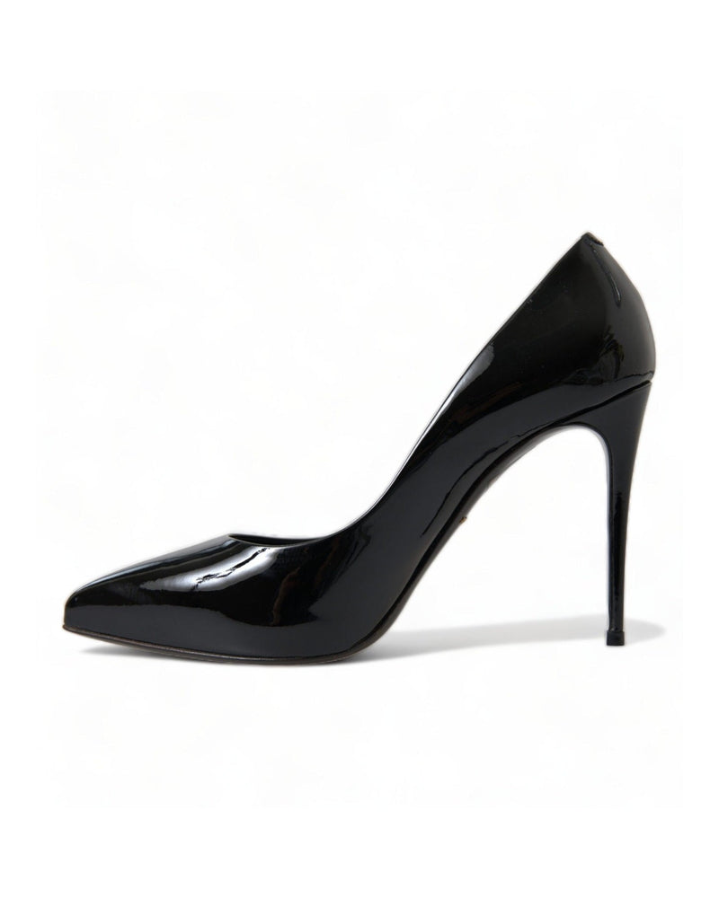Dolce & Gabbana Elegant Patent Stiletto Black Heels Glam Steals