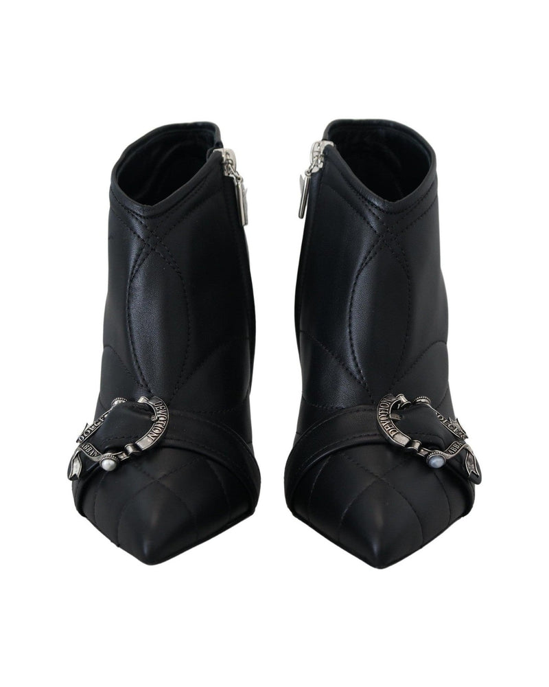 Dolce & Gabbana Elegant Quilted Leather Black Booties Glam Steals