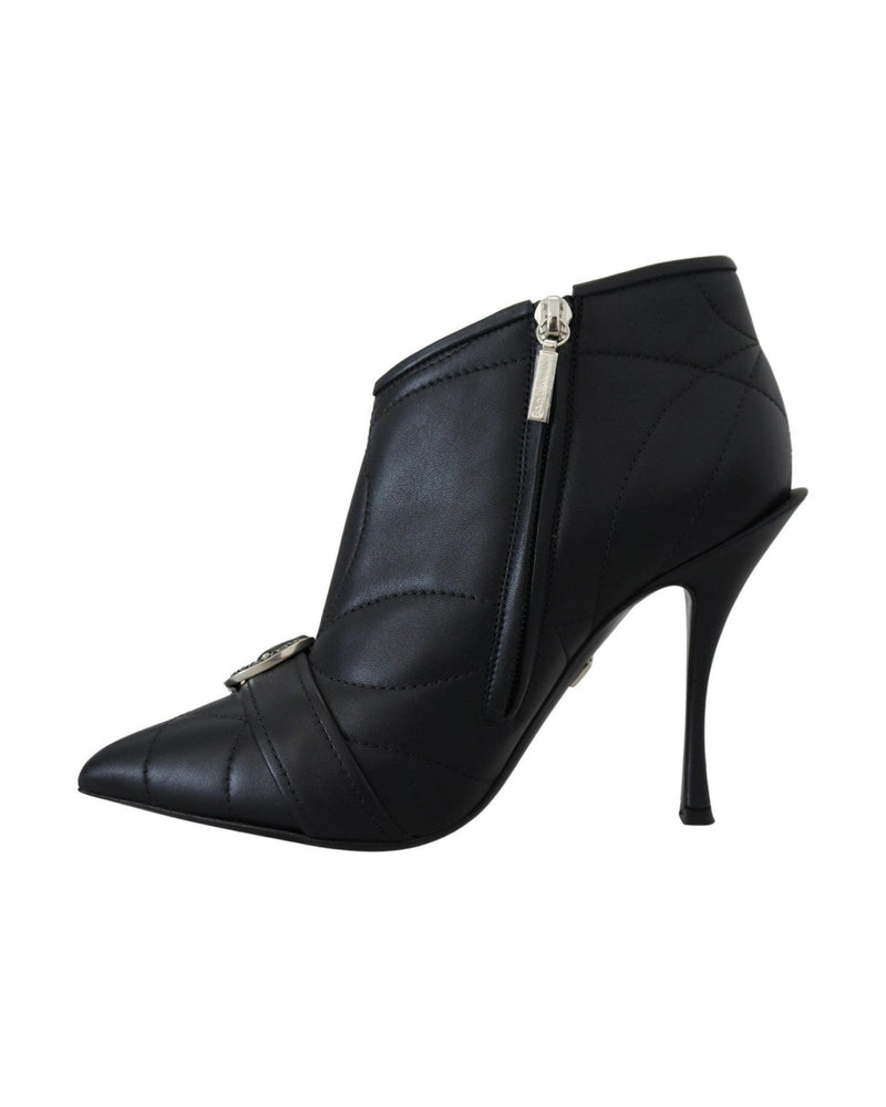 Dolce & Gabbana Elegant Quilted Leather Black Booties Glam Steals