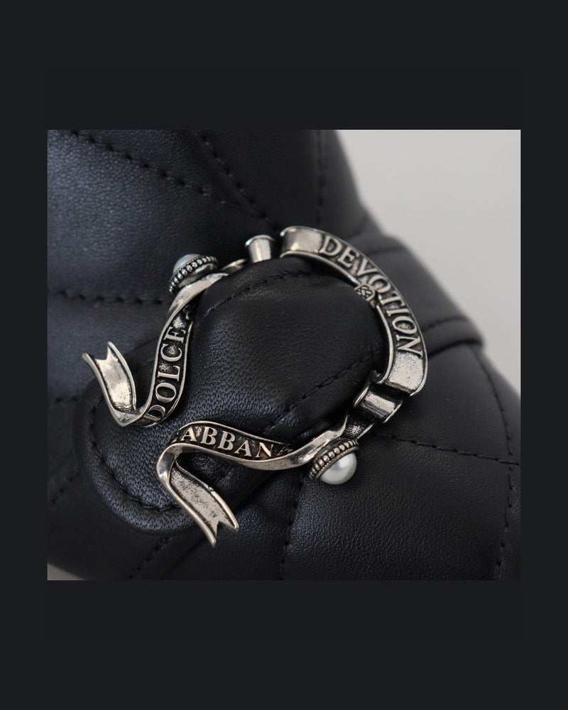 Dolce & Gabbana Elegant Quilted Leather Black Booties Glam Steals