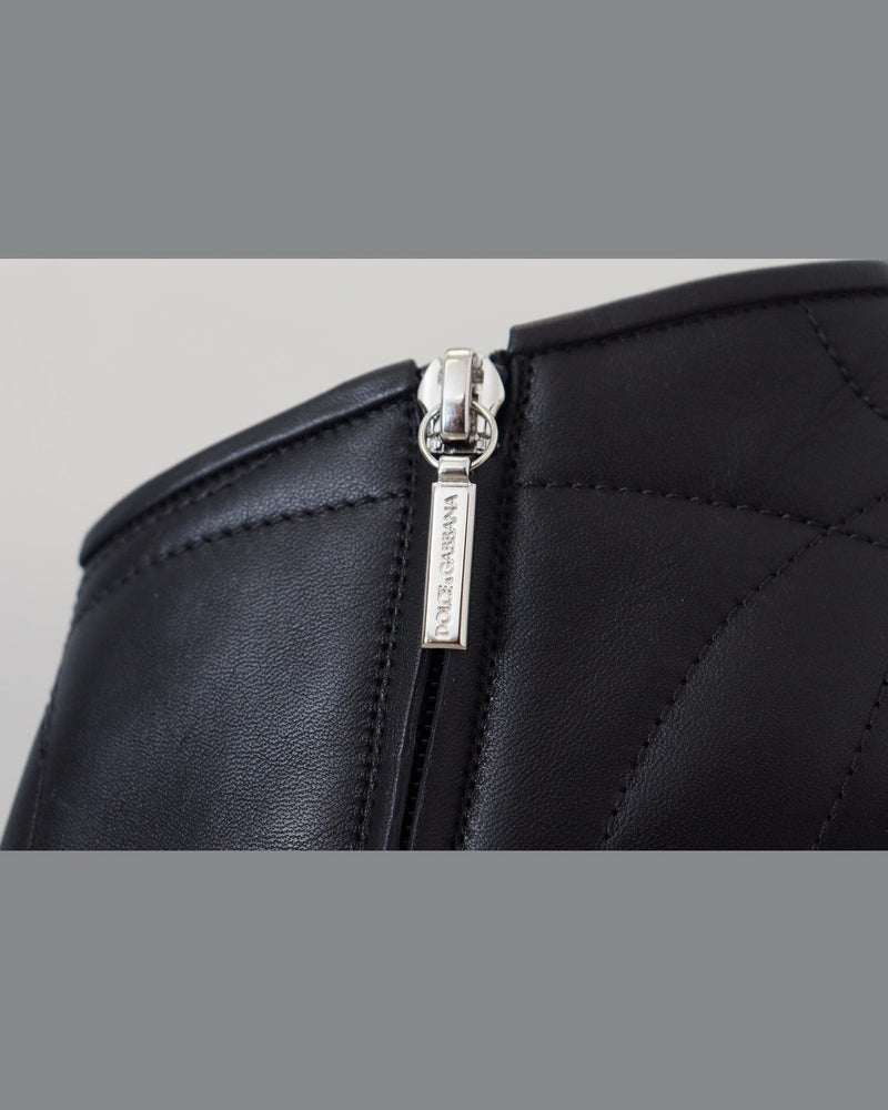 Dolce & Gabbana Elegant Quilted Leather Black Booties Glam Steals