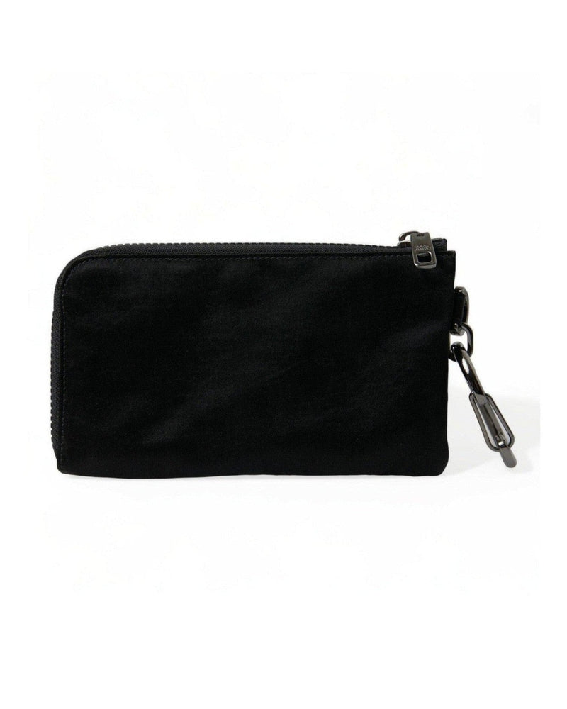 Dolce & Gabbana Elite Nylon & Leather Pouch With Logo Black Detail Glam Steals