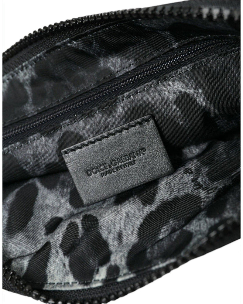 Dolce & Gabbana Elite Nylon & Leather Pouch With Logo Black Detail Glam Steals