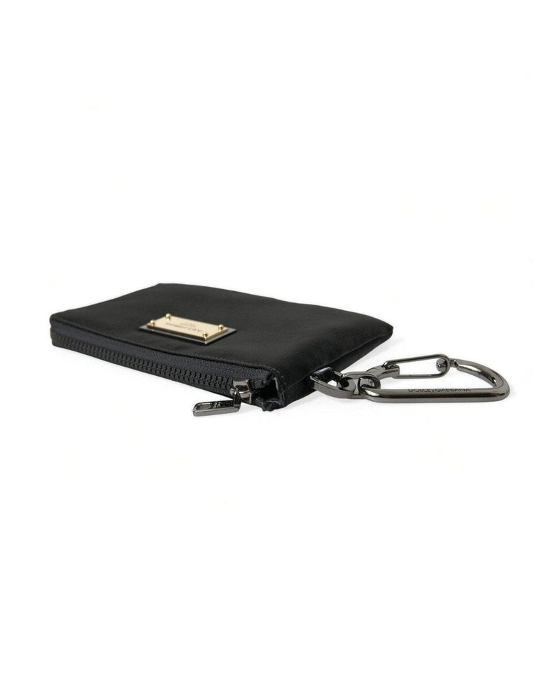Dolce & Gabbana Elite Nylon & Leather Pouch With Logo Black Detail Glam Steals