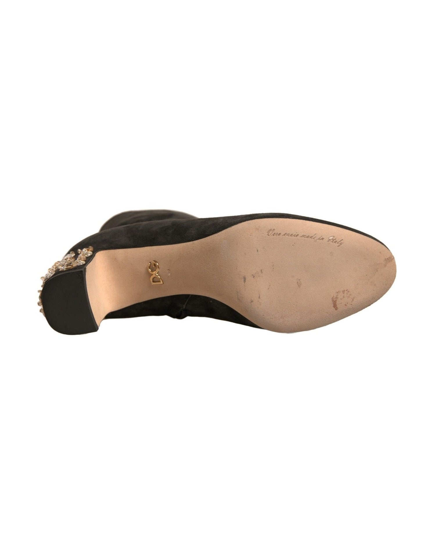 Dolce & Gabbana Black Embellished Heel Ankle Boots Shoes Glam Steals