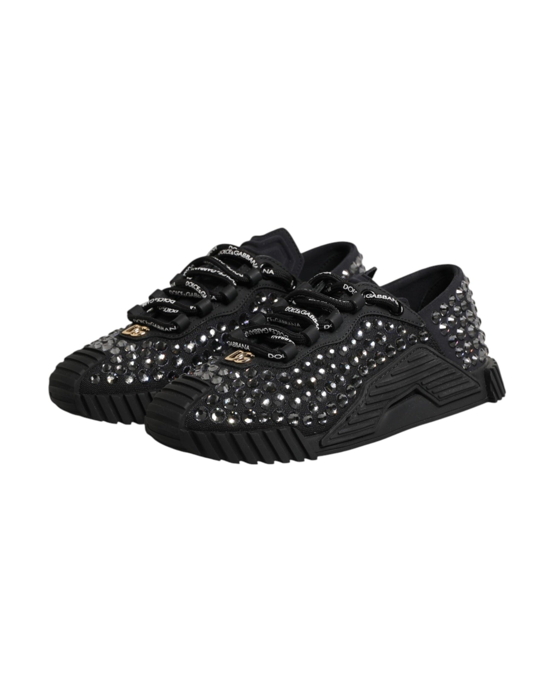 Dolce & Gabbana Black Embellished Low Top Ns1 Sneakers Glam Steals