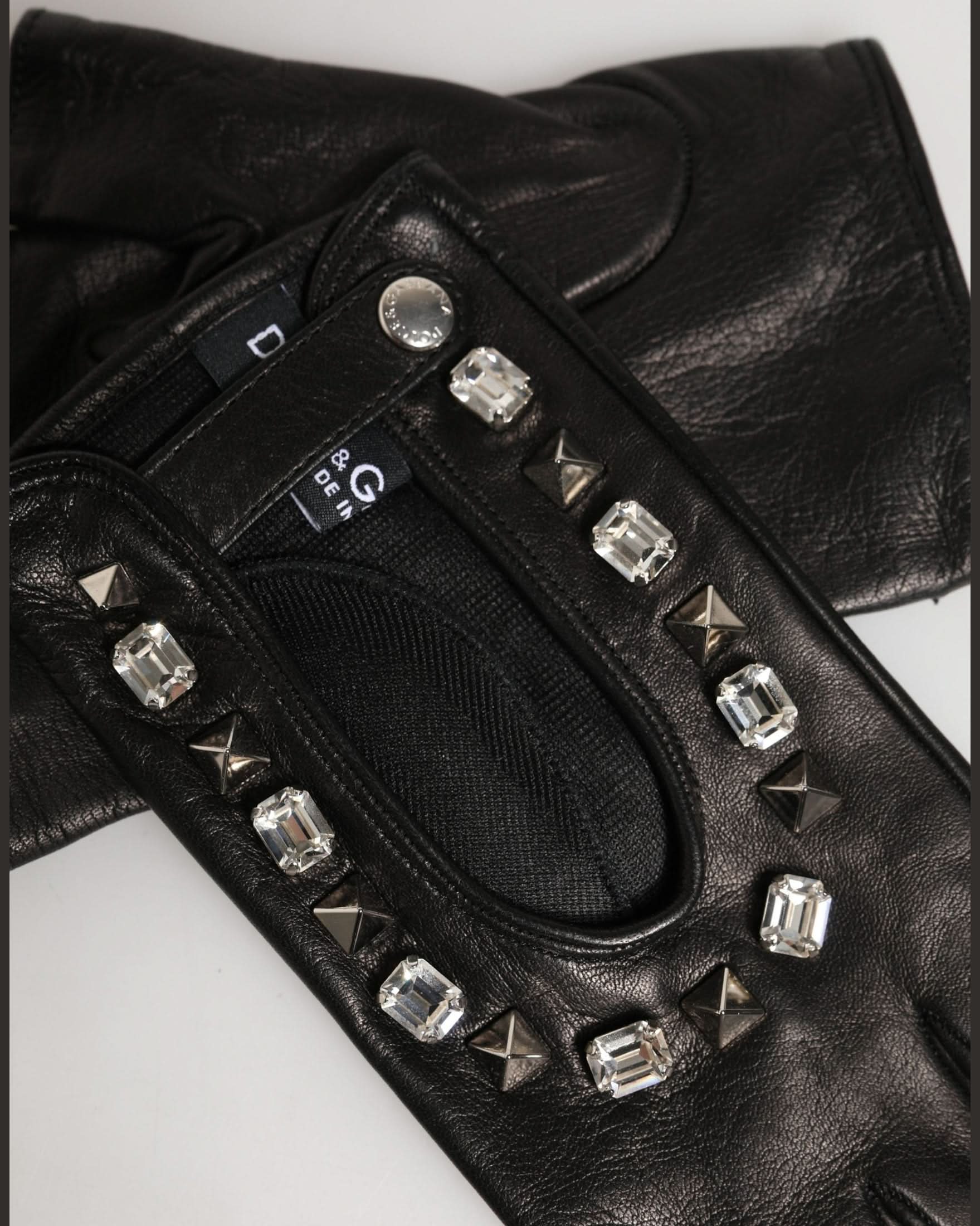 Dolce & Gabbana Black Embellished Wrist Length Mitten Gloves 