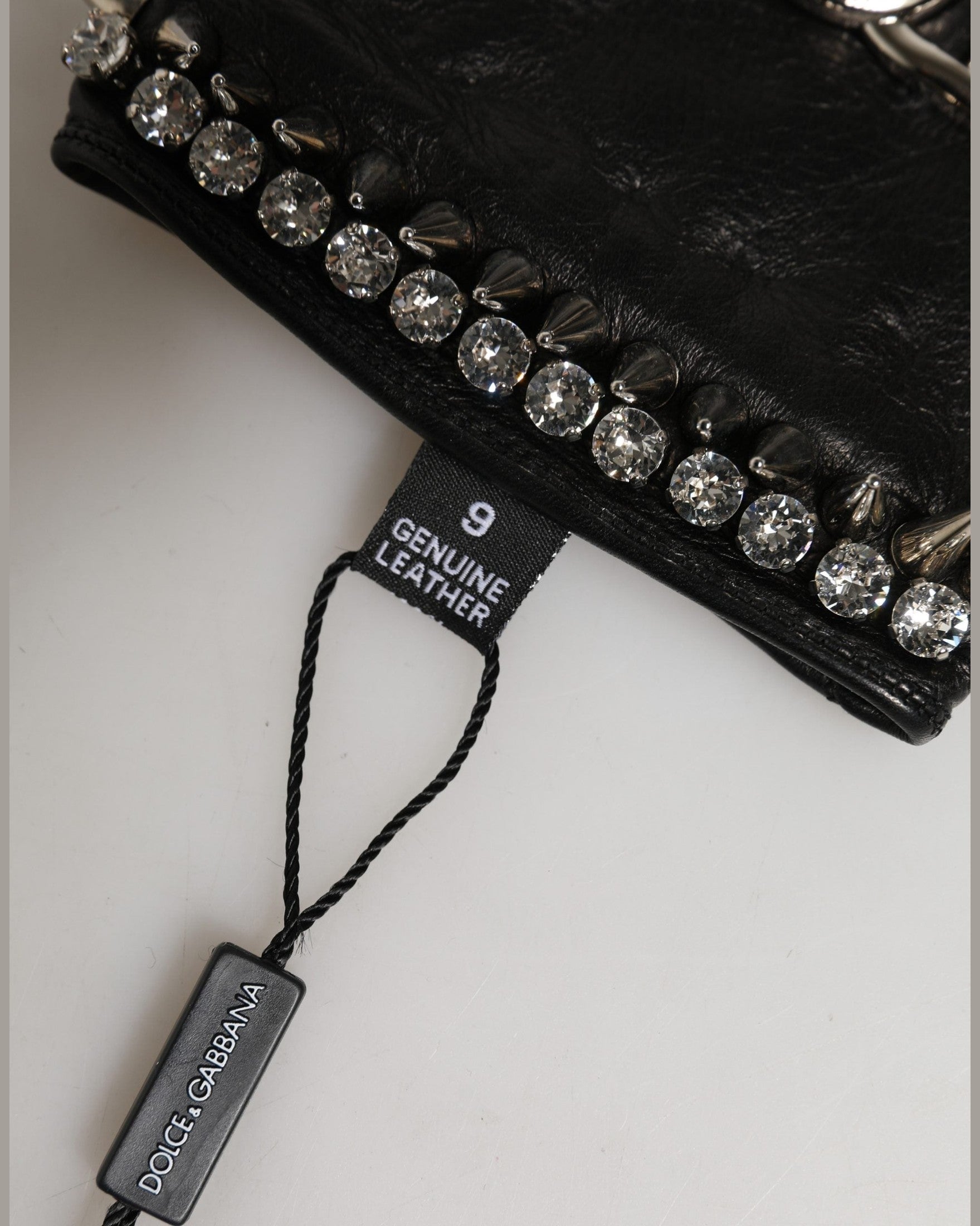 Dolce & Gabbana Black Embellished Wrist Length Mitten Gloves 