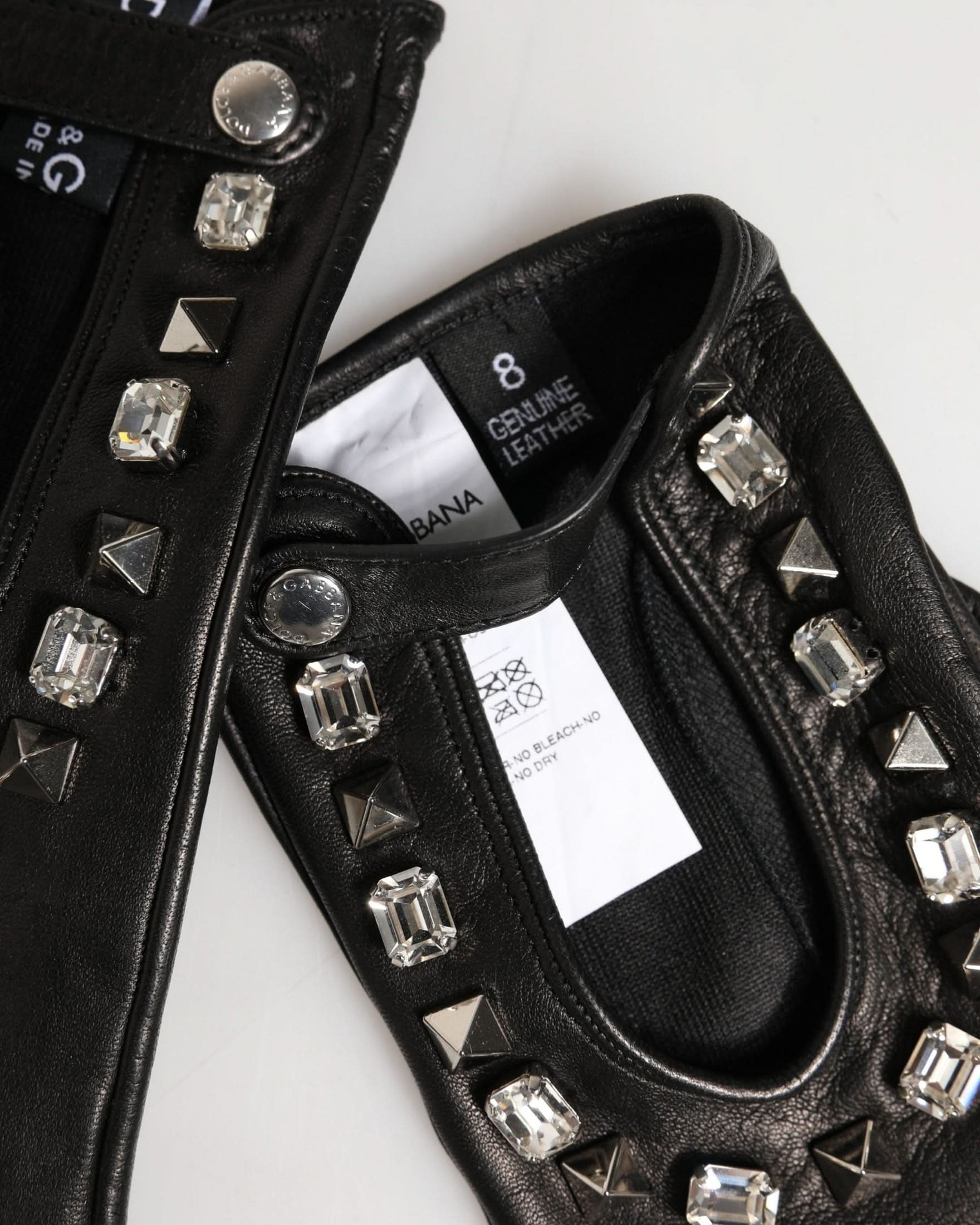 Dolce & Gabbana Black Embellished Wrist Length Mitten Gloves 