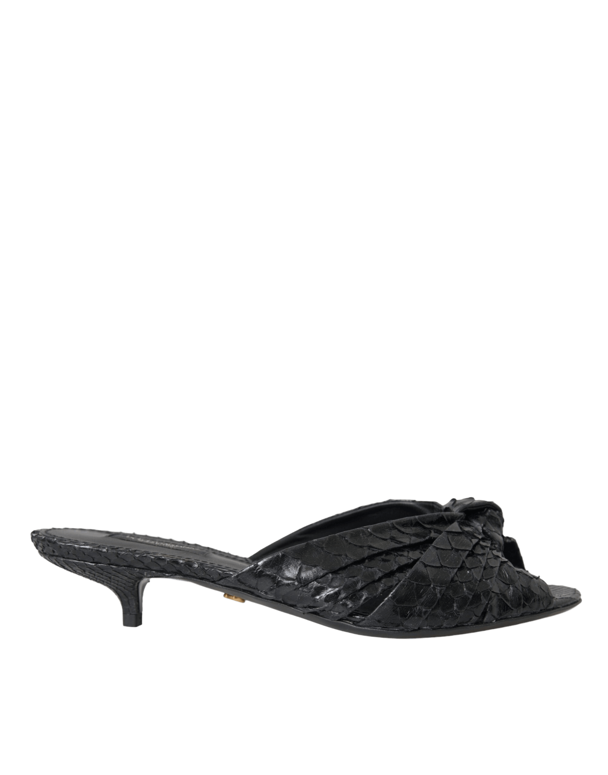 Dolce & Gabbana Black Exotic Leather Heels Slides Shoes Glam Steals