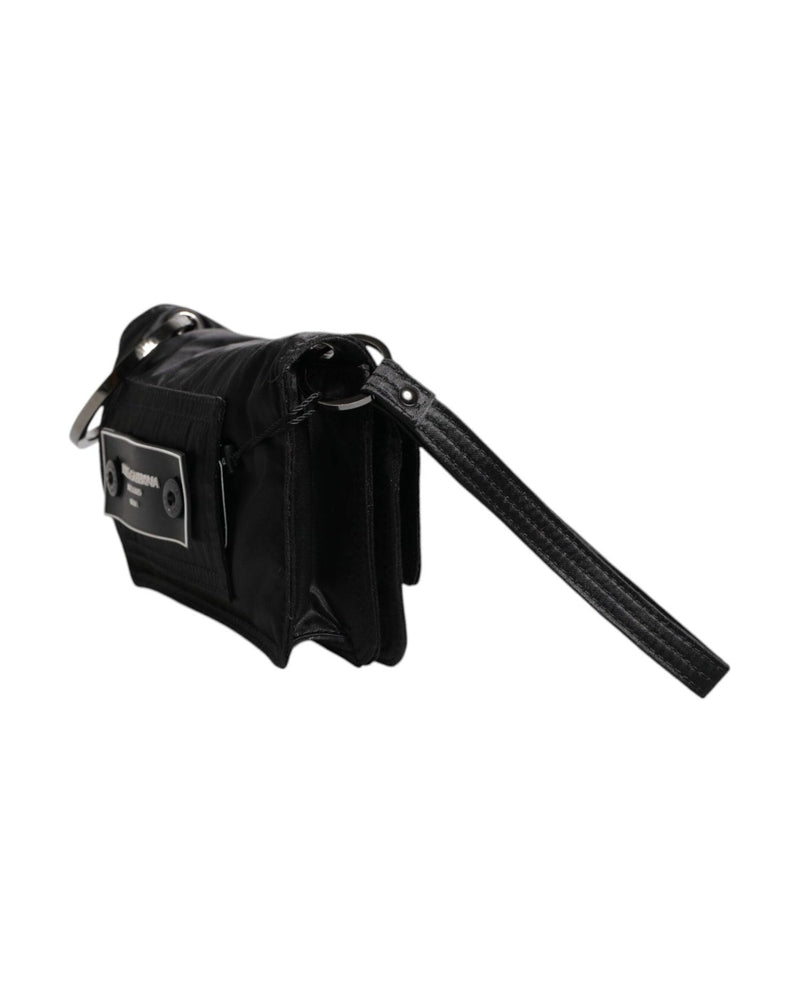 Dolce & Gabbana Fabric Logo Two Way Clutch Crossbody Black Bag Glam Steals