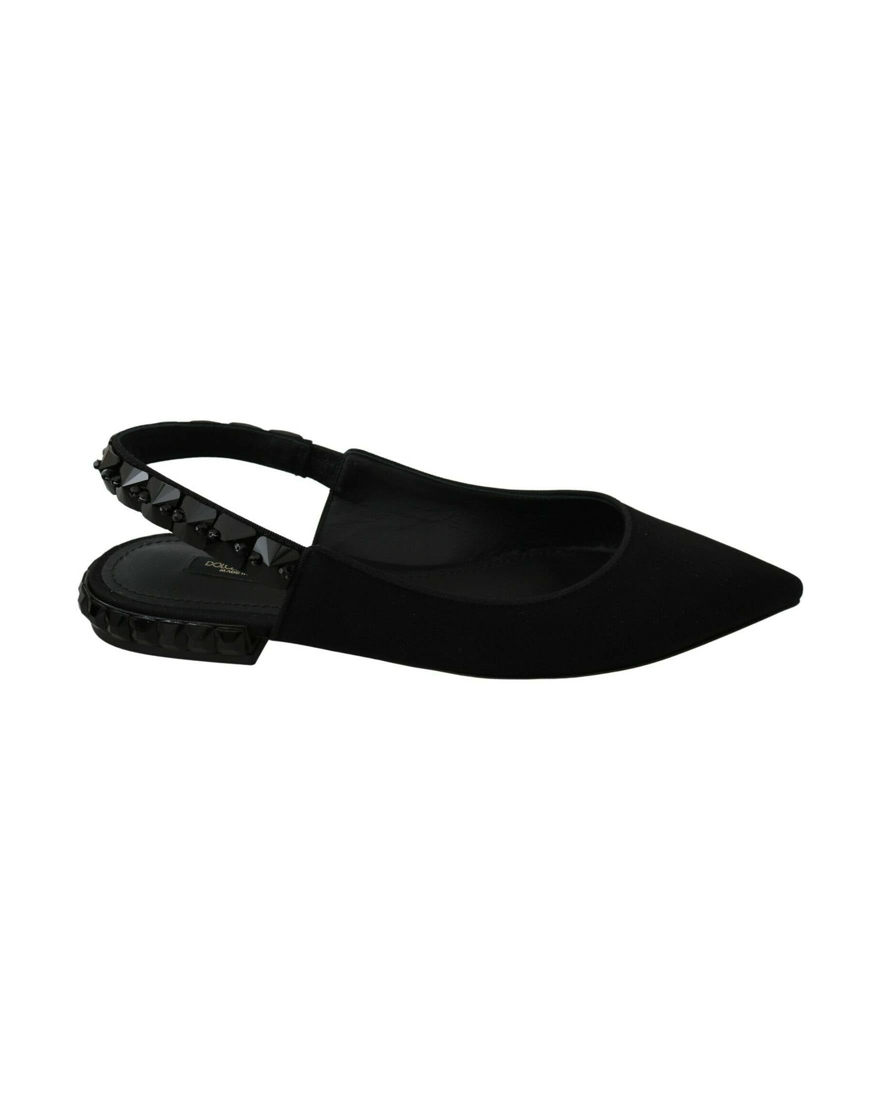 Dolce & Gabbana Black Flats Slingback Charmeuse Shoes Glam Steals