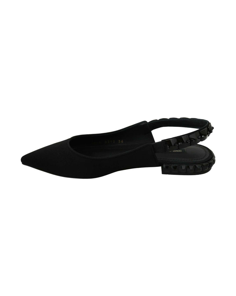 Dolce & Gabbana Black Flats Slingback Charmeuse Shoes Glam Steals