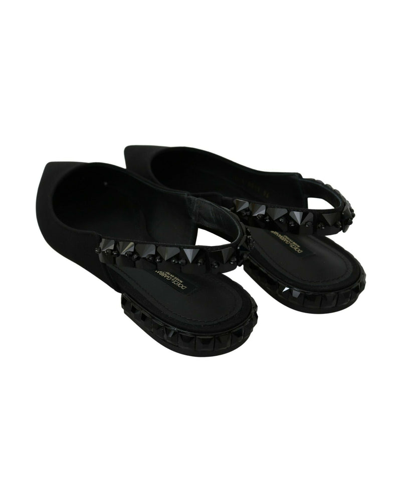Dolce & Gabbana Black Flats Slingback Charmeuse Shoes Glam Steals