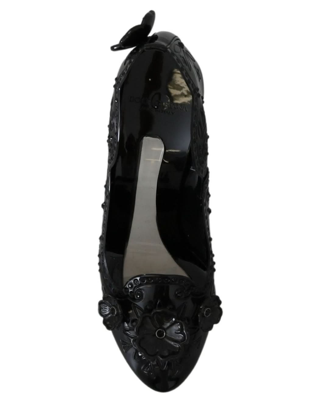 Dolce & Gabbana Black Floral Crystal Cinderella Heels Heels
