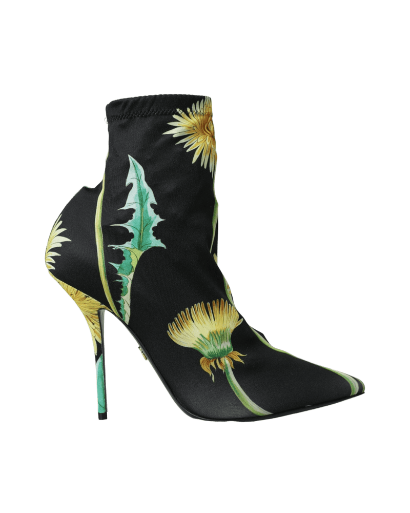 Dolce & Black Gabbana Floral Jersey Stretch Ankle Boots Shoes Glam Steals