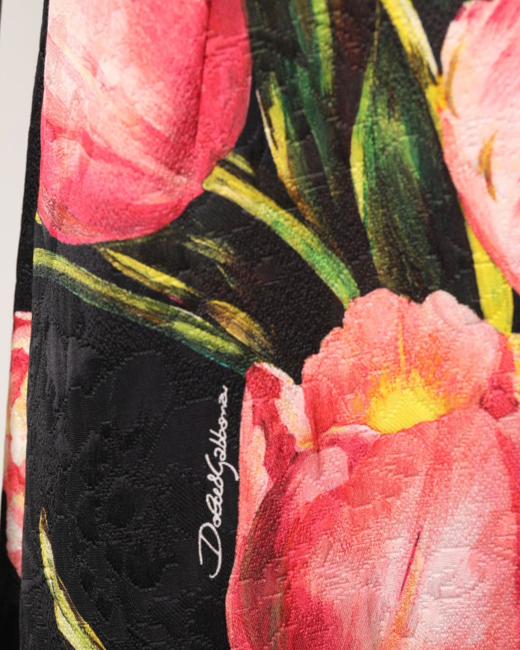 Dolce & Gabbana Black Floral Print Viscose A Line Mini Dress Dresses