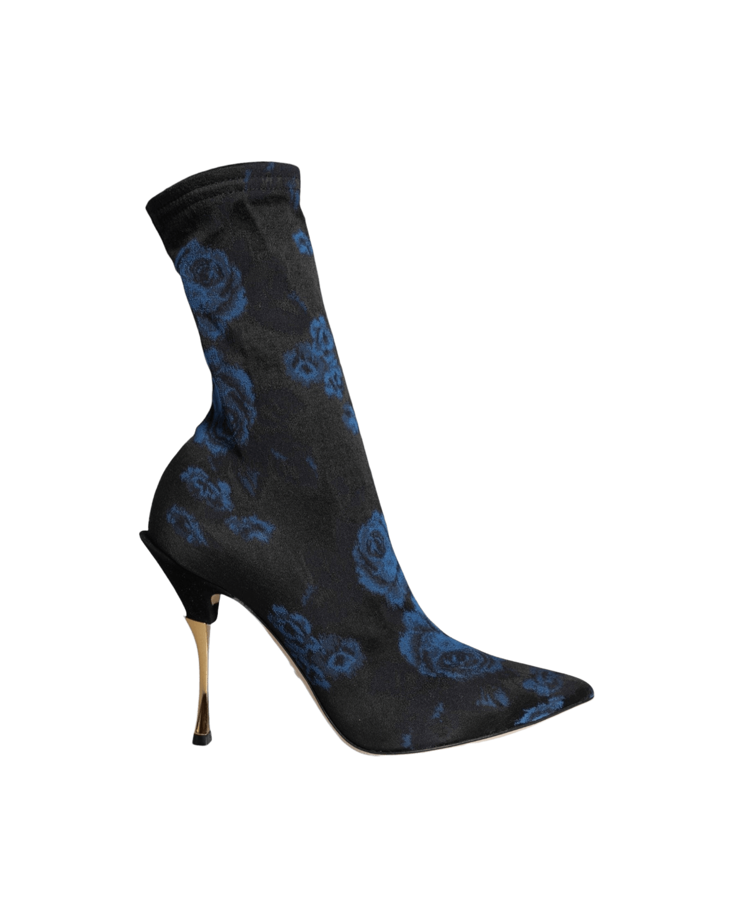 Dolce & Gabbana Black Floral Stretch Mid Calf Boots Shoes Glam Steals