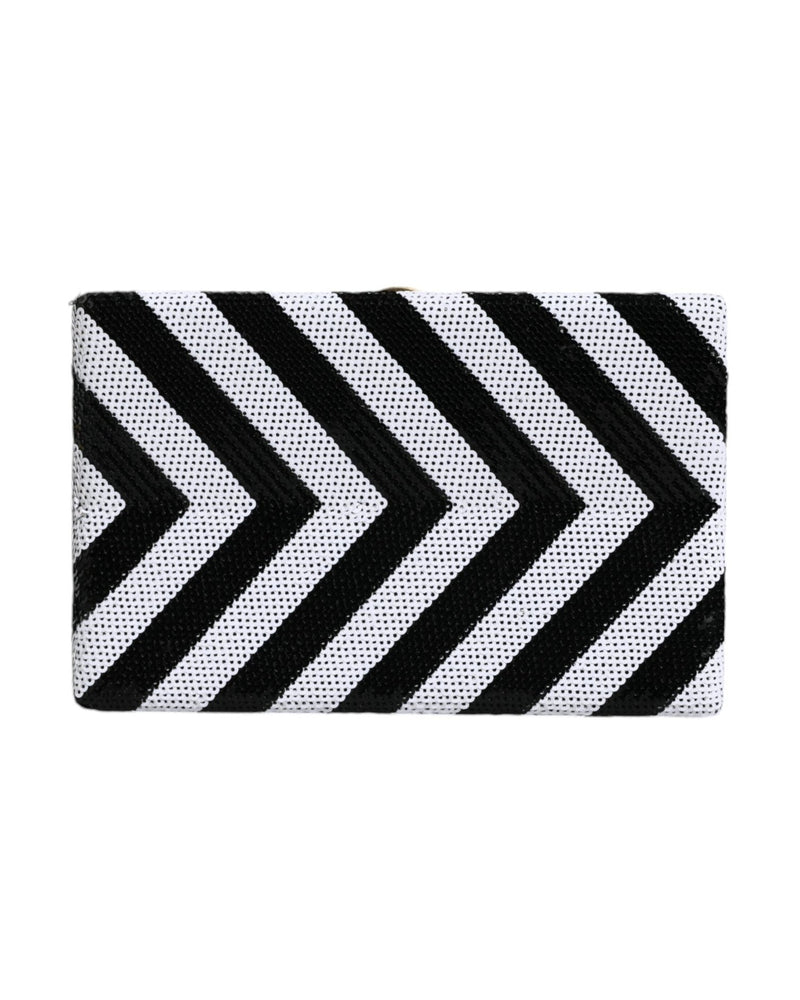 Dolce & Gabbana Frame Clutch Evening Party Purse Black White Gold Bag Glam Steals