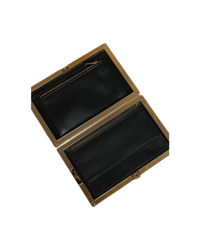 Dolce & Gabbana Frame Clutch Evening Party Purse Black White Gold Bag Glam Steals