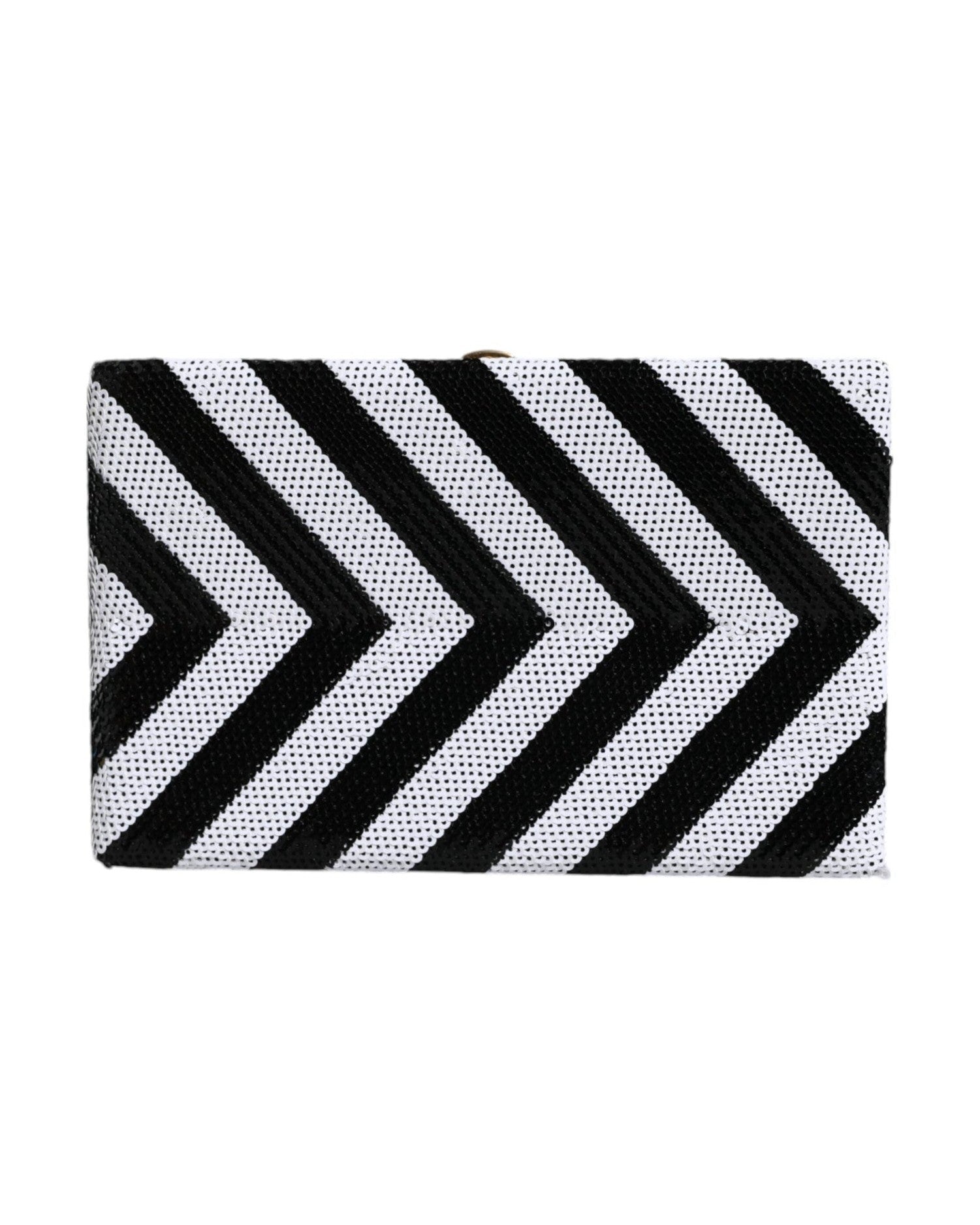 Dolce & Gabbana Frame Clutch Evening Party Purse Black White Gold Bag Glam Steals