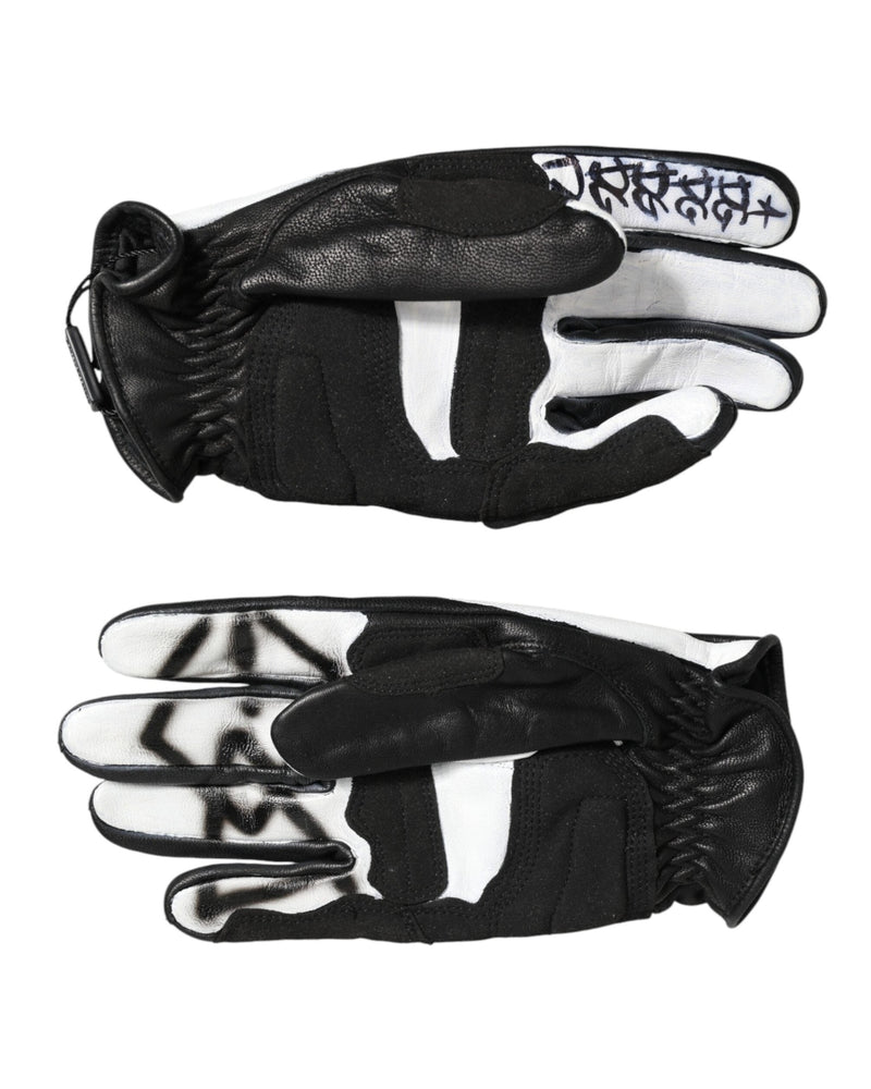 Dolce & Gabbana Black Gloves White Crystal Wrist Length Mitten Glam Steals