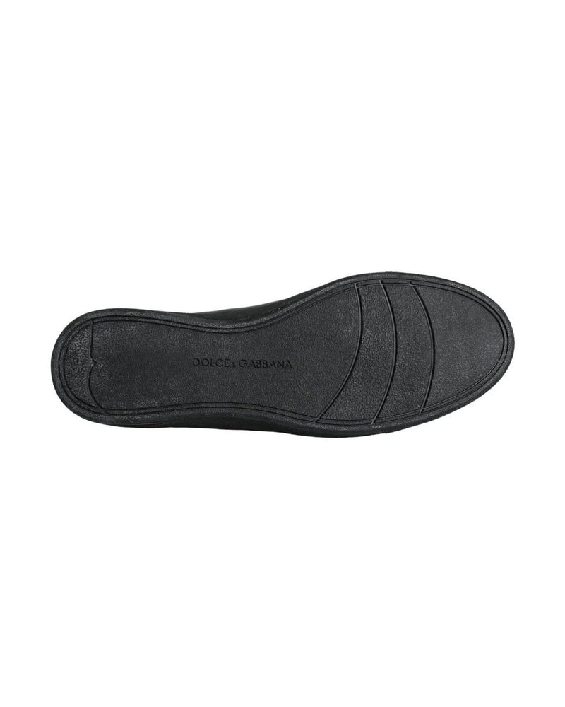 Dolce & Gabbana Black Gold Leather Classic Sneakers Shoes Sneakers