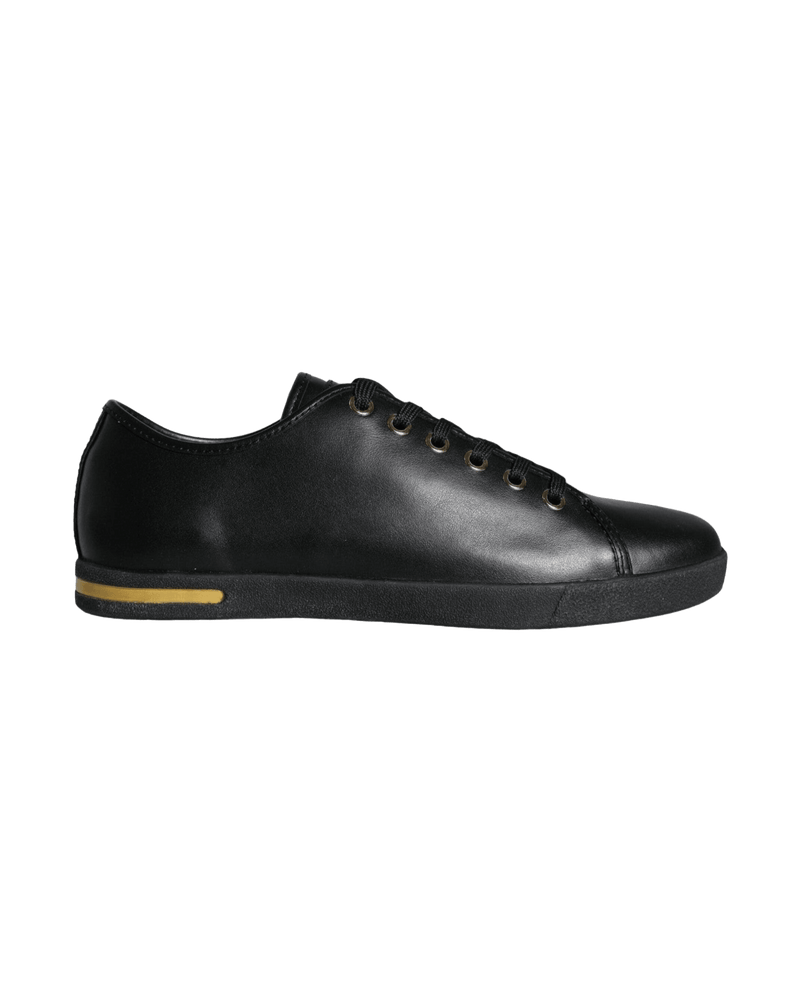 Dolce & Gabbana Black Gold Leather Classic Sneakers Shoes Glam Steals