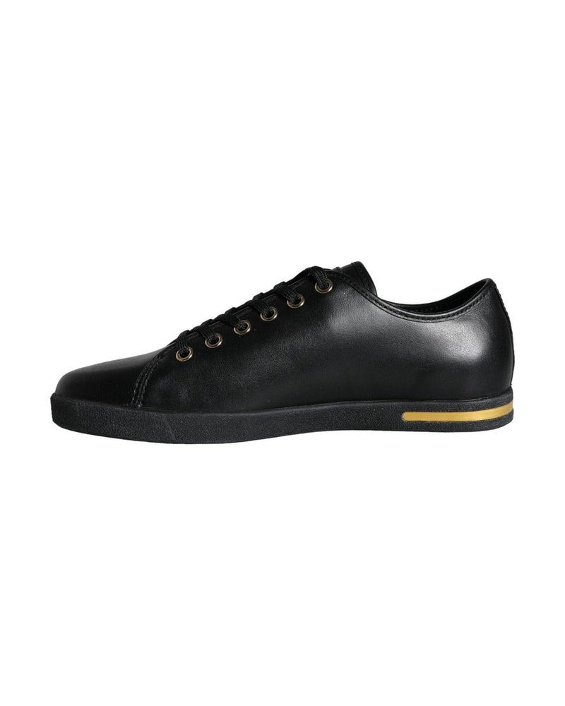 Dolce & Gabbana Black Gold Leather Classic Sneakers Shoes Glam Steals