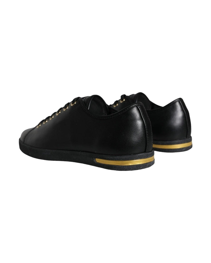 Dolce & Gabbana Black Gold Leather Classic Sneakers Shoes Glam Steals