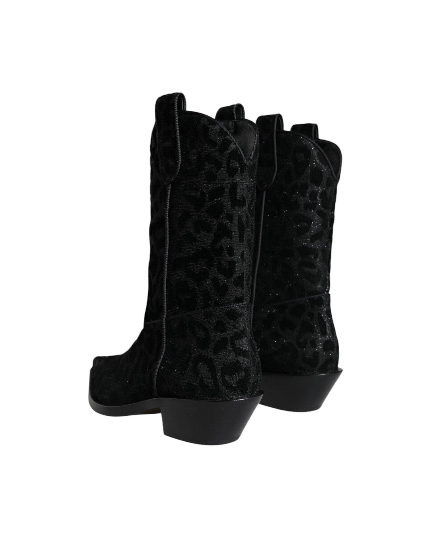 Dolce & Gabbana Black Gray Leopard Cowboy Boots Shoes Glam Steals