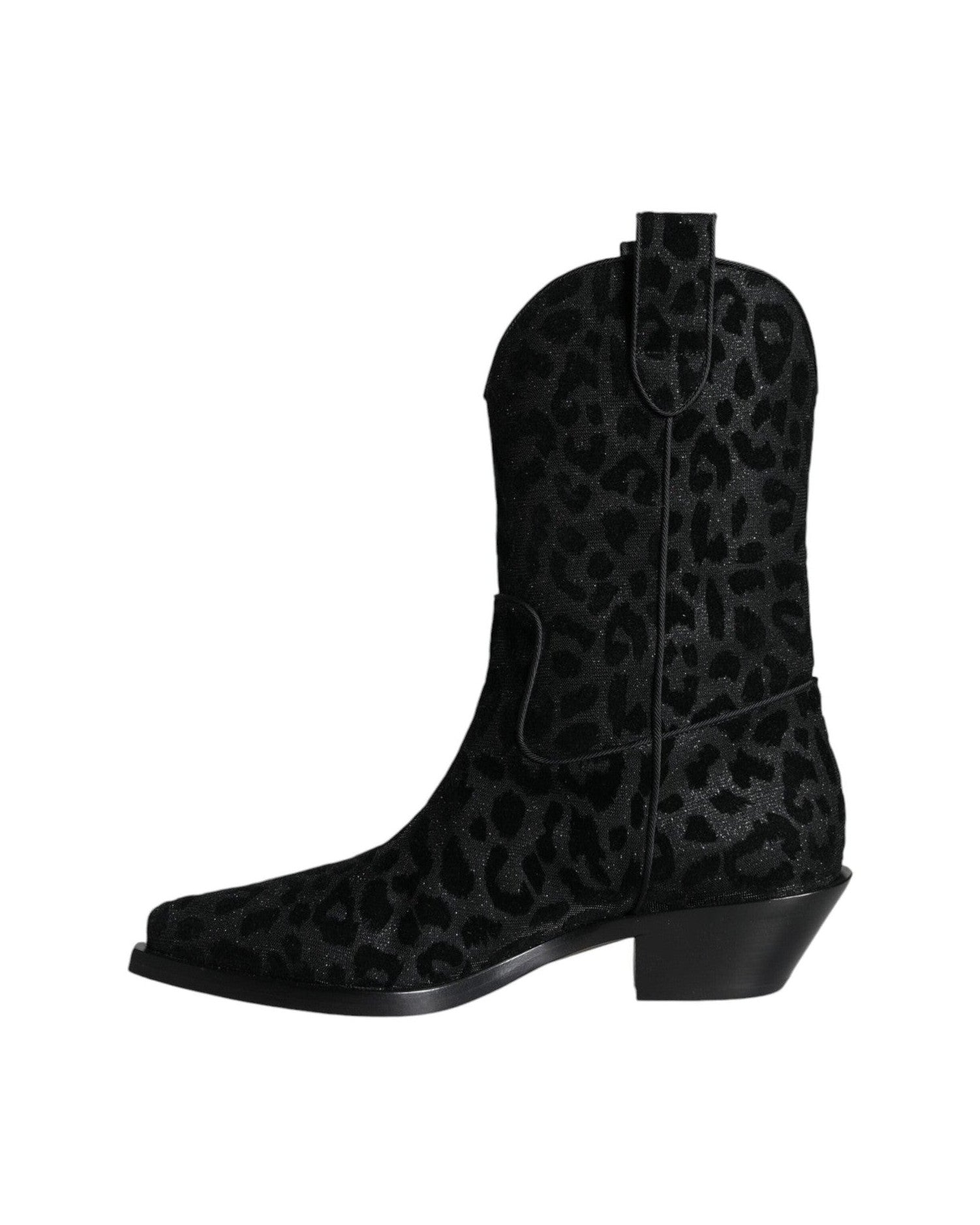 Dolce & Gabbana Black Gray Leopard Cowboy Boots Shoes Glam Steals