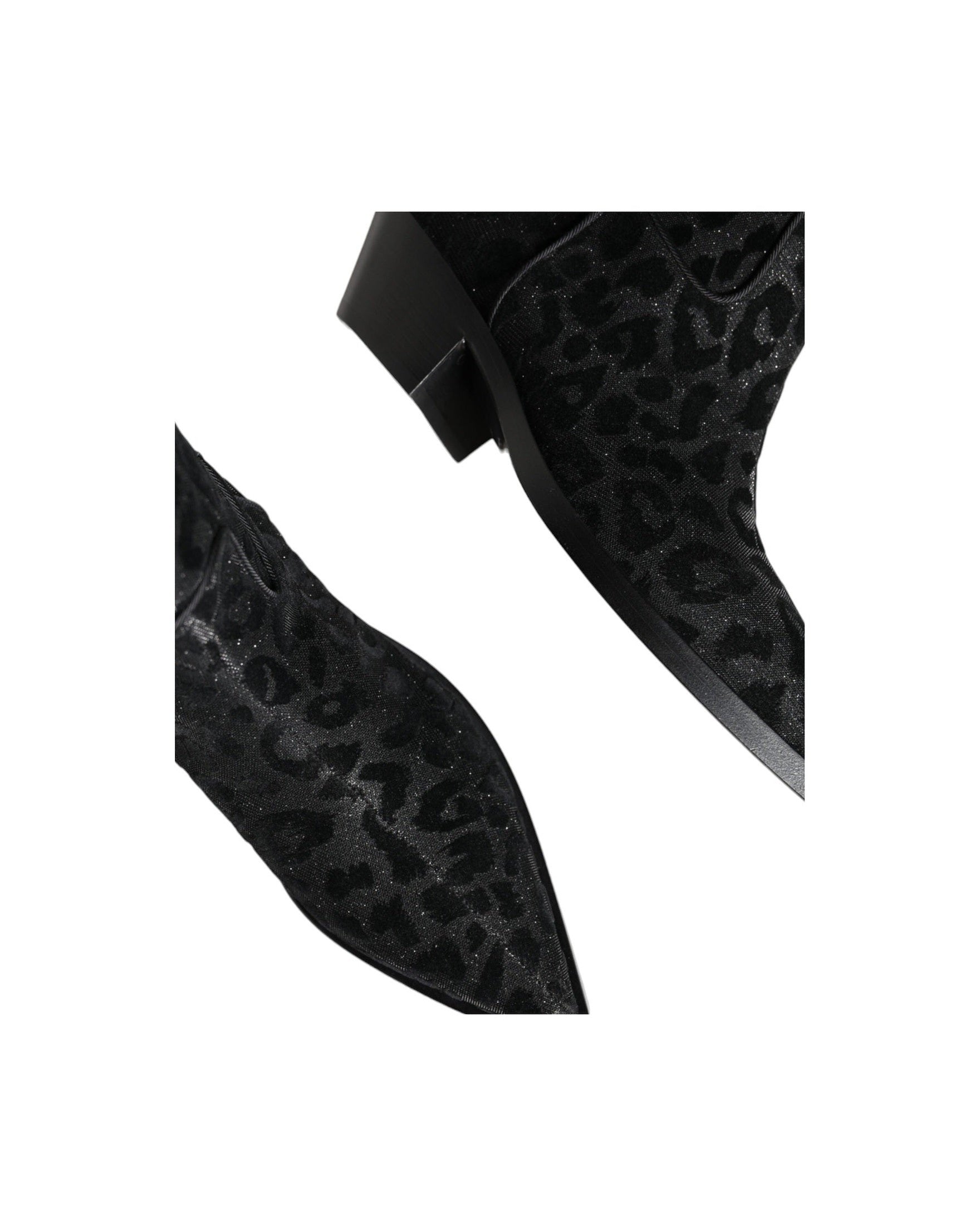 Dolce & Gabbana Black Gray Leopard Cowboy Boots Shoes Glam Steals