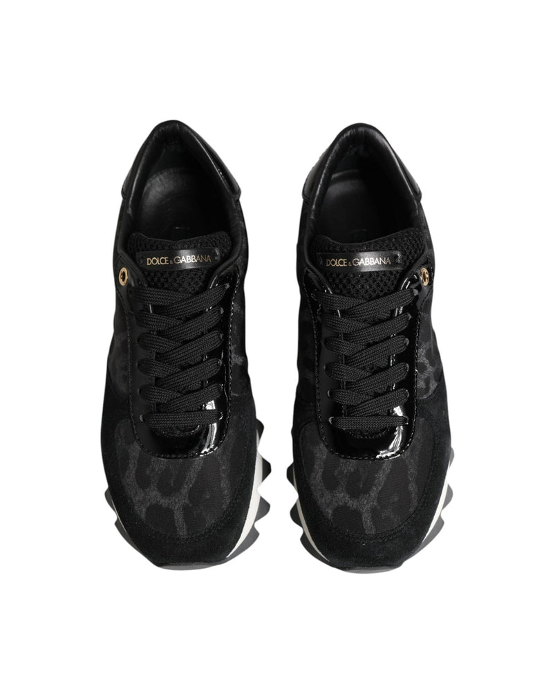 Dolce & Gabbana Black Gray Leopard Low Top Sneakers Shoes Glam Steals