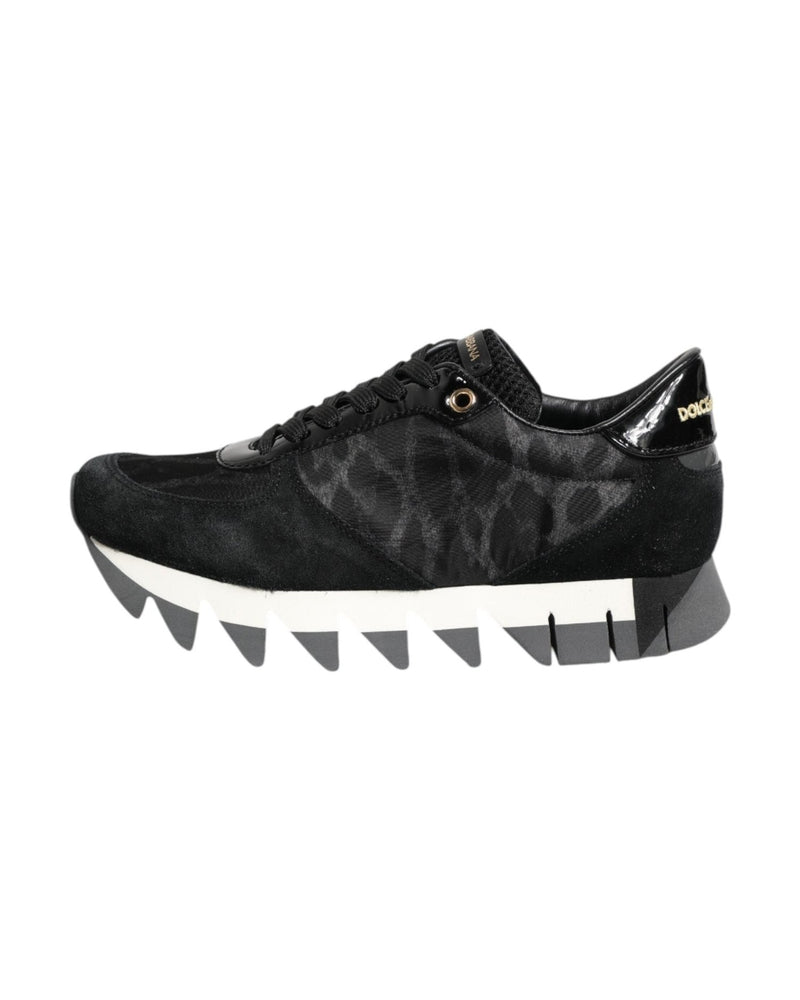 Dolce & Gabbana Black Gray Leopard Low Top Sneakers Shoes Glam Steals