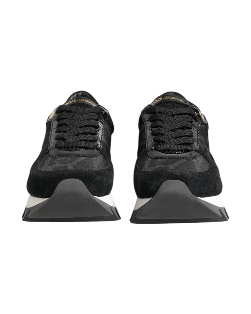 Dolce & Gabbana Black Gray Leopard Low Top Sneakers Shoes Glam Steals