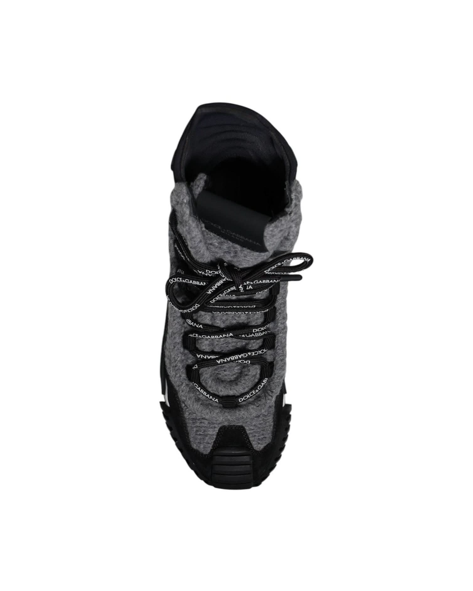Dolce & Gabbana Black Gray Ns1 High Top Boots Sneakers Shoes Boots