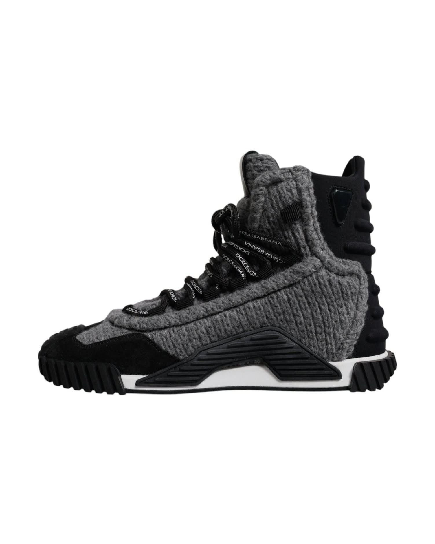 Dolce & Gabbana Black Gray Ns1 High Top Boots Sneakers Shoes Boots