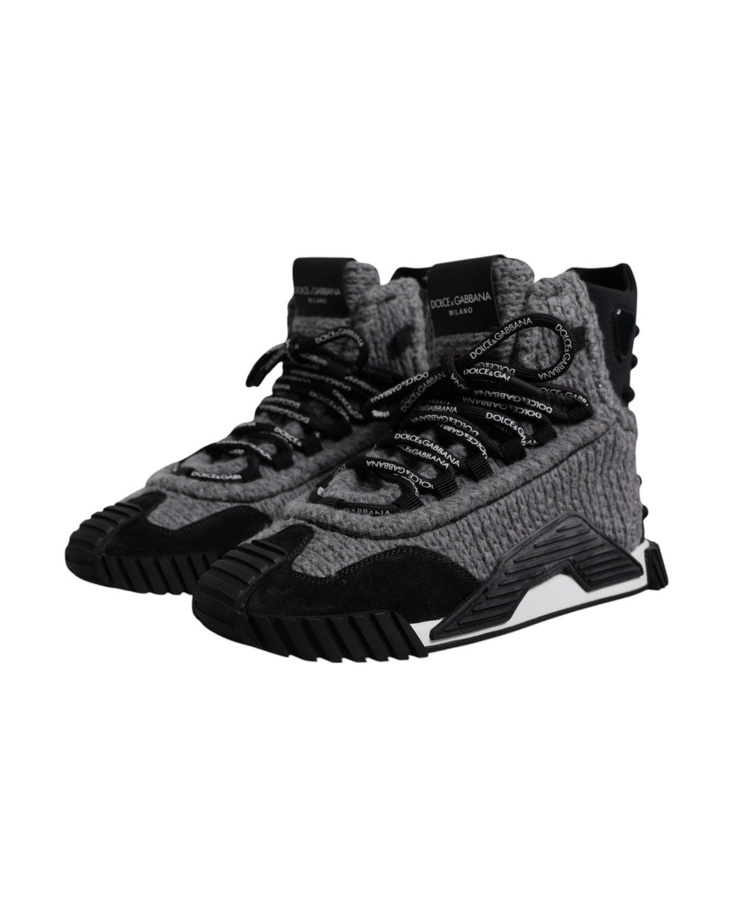 Dolce & Gabbana Black Gray Ns1 High Top Boots Sneakers Shoes Glam Steals