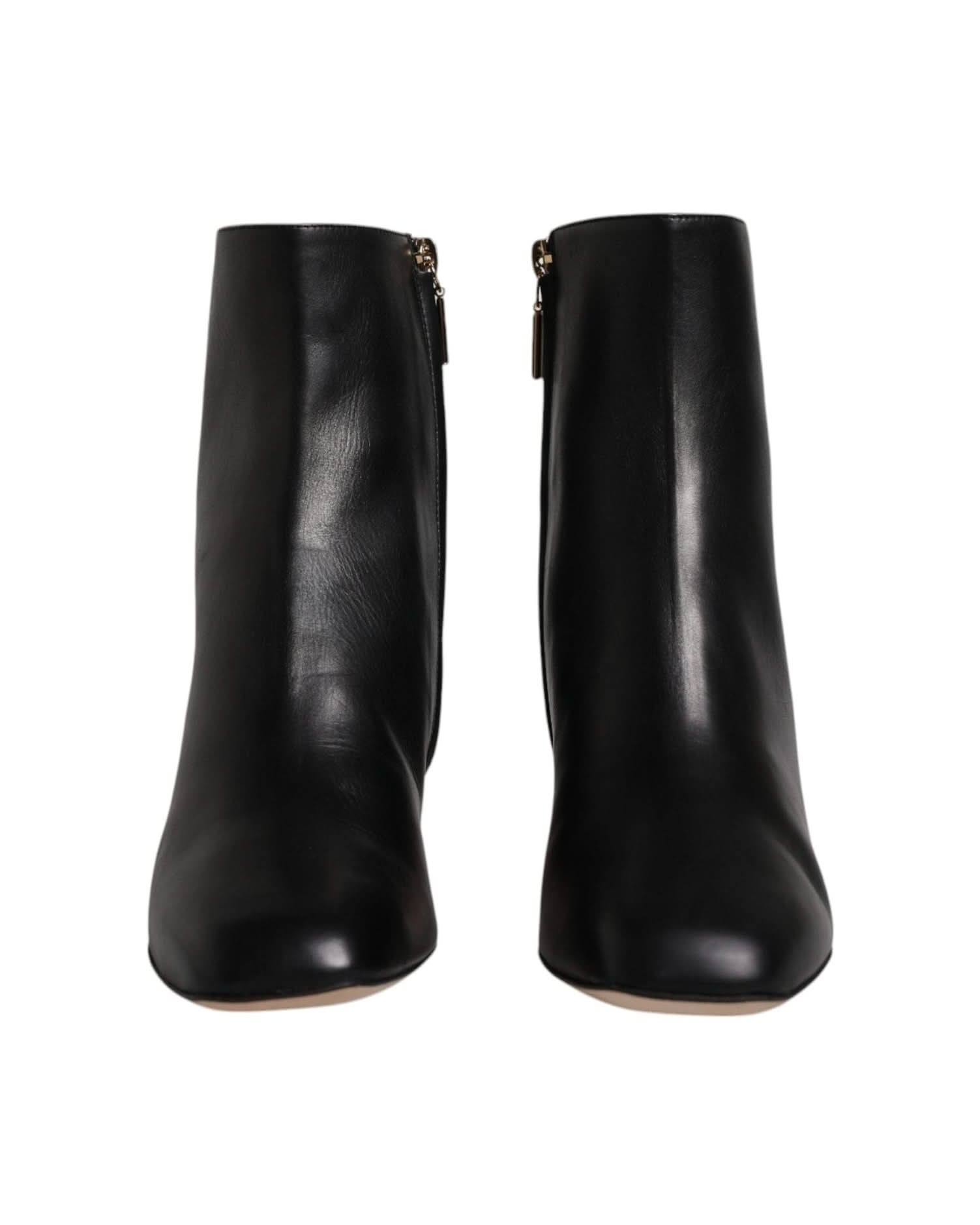 Dolce & Gabbana Black Jackie Leather Mid Calf Boots Shoes Boots
