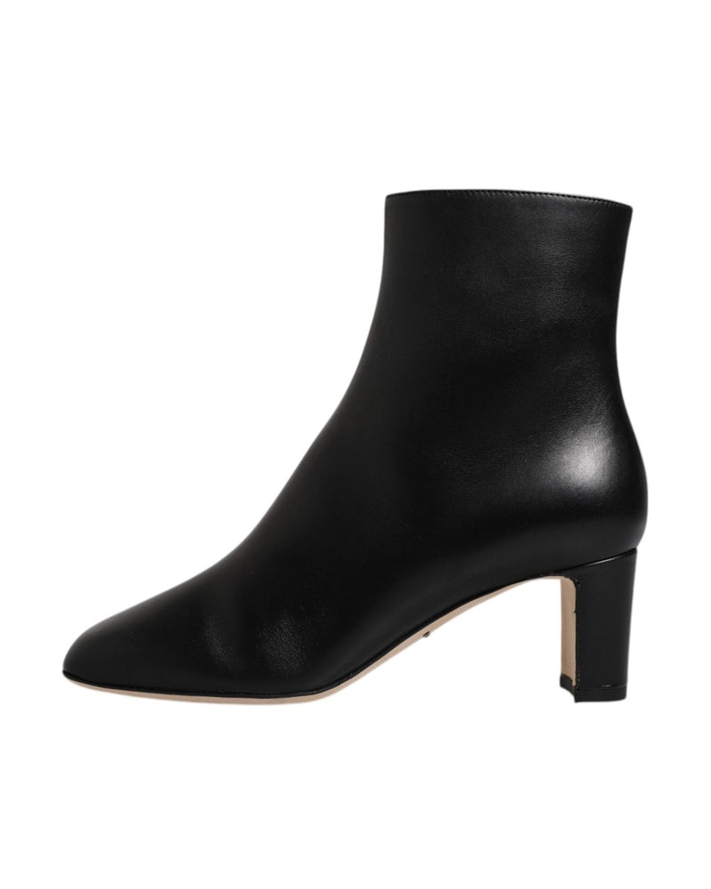 Dolce & Gabbana Black Jackie Leather Mid Calf Boots Shoes Boots
