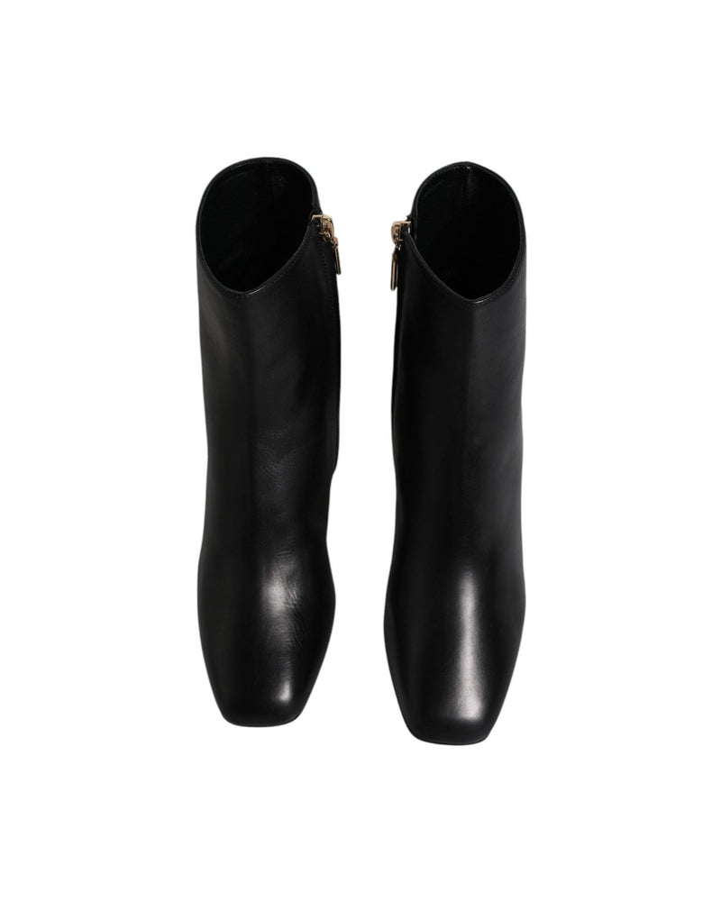 Dolce & Gabbana Black Jackie Leather Mid Calf Boots Shoes Boots