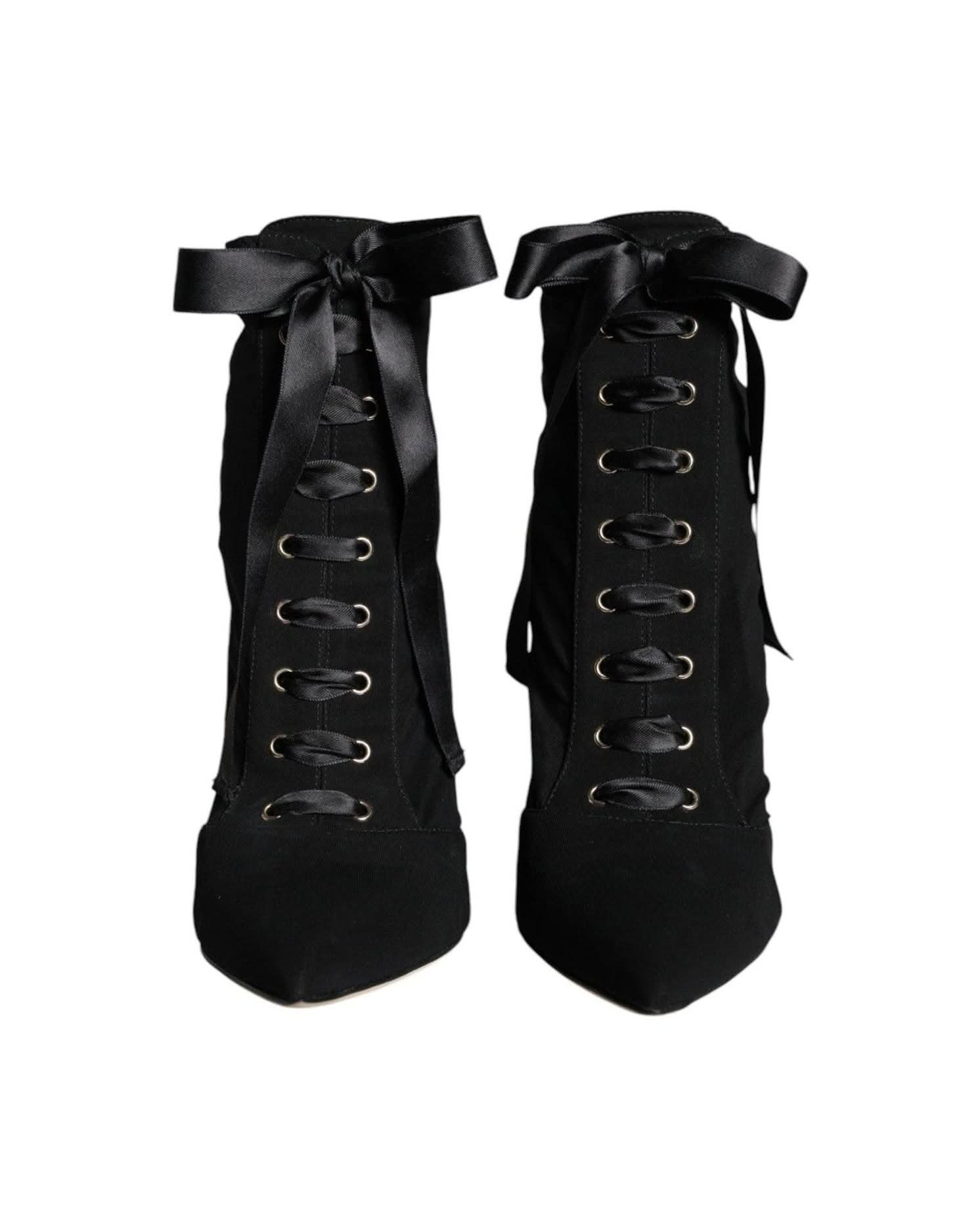Dolce & Gabbana Black Jersey Stretch Ankle Booties Shoes Boots