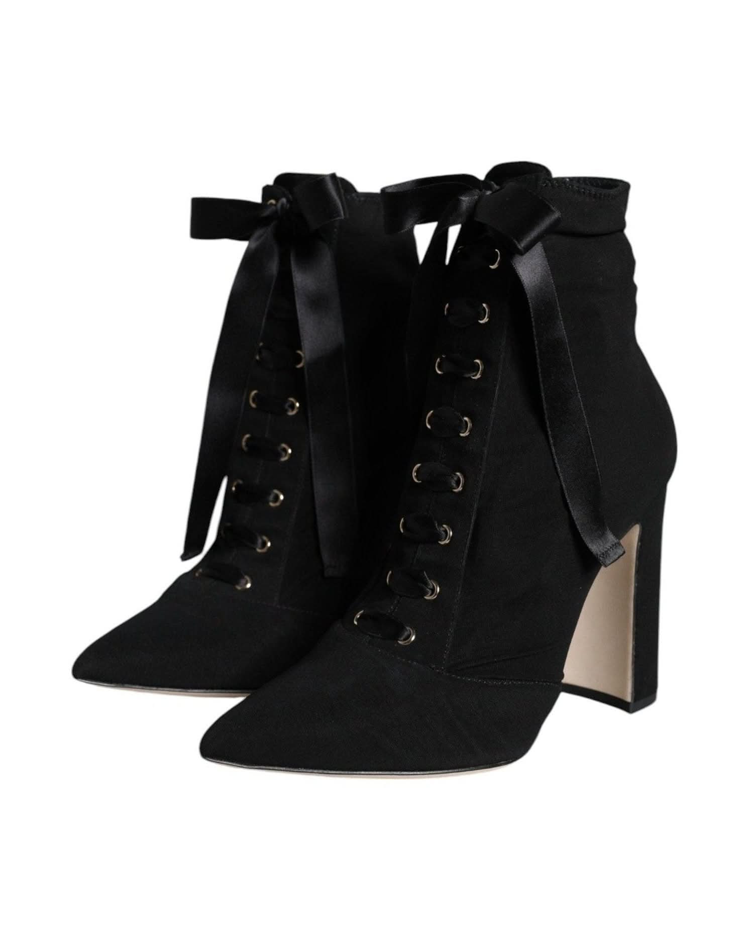 Dolce & Gabbana Black Jersey Stretch Ankle Booties Shoes Boots