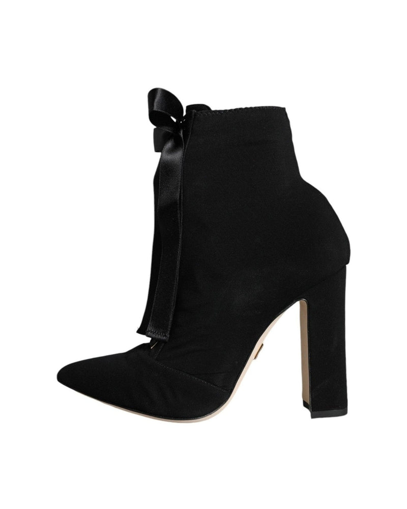 Dolce & Gabbana Black Jersey Stretch Ankle Booties Shoes Boots