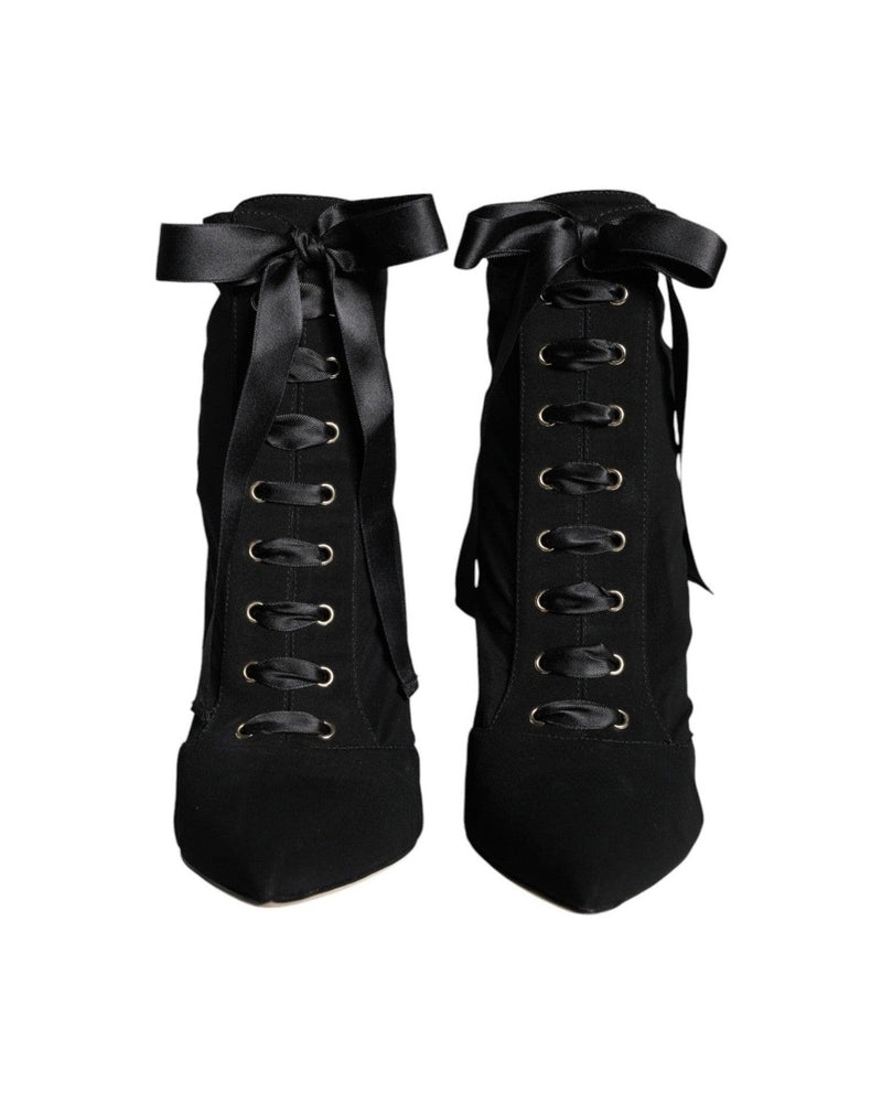 Dolce & Gabbana Black Jersey Stretch Ankle Booties Shoes Glam Steals