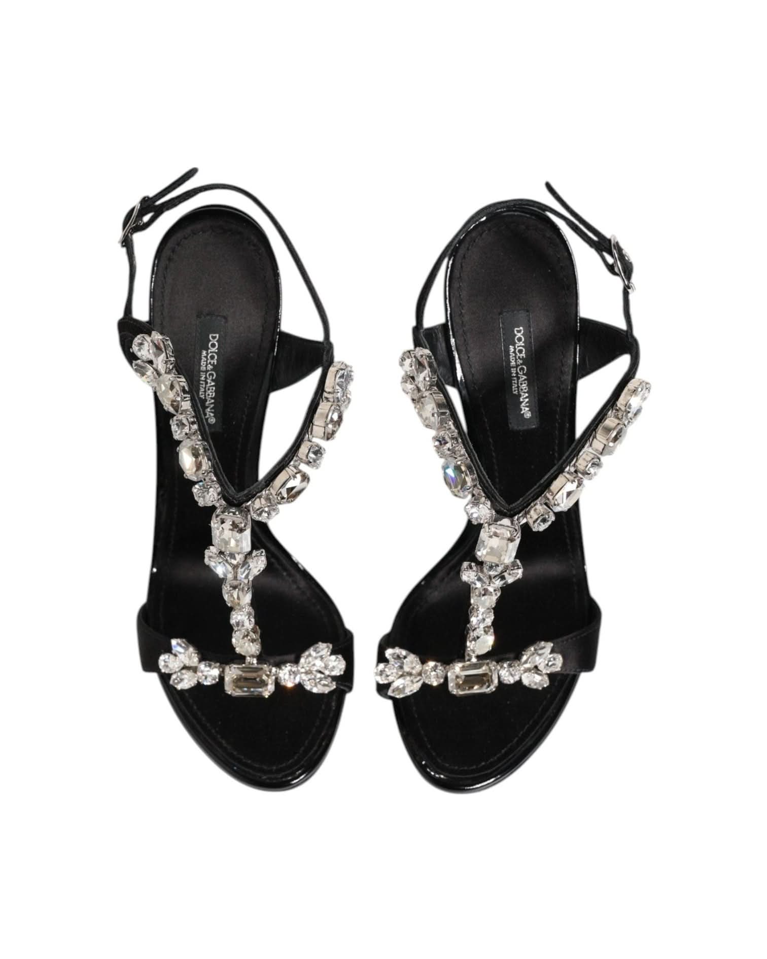 Dolce & Gabbana Black Keira Crystals Heels Sandals Shoes Heels